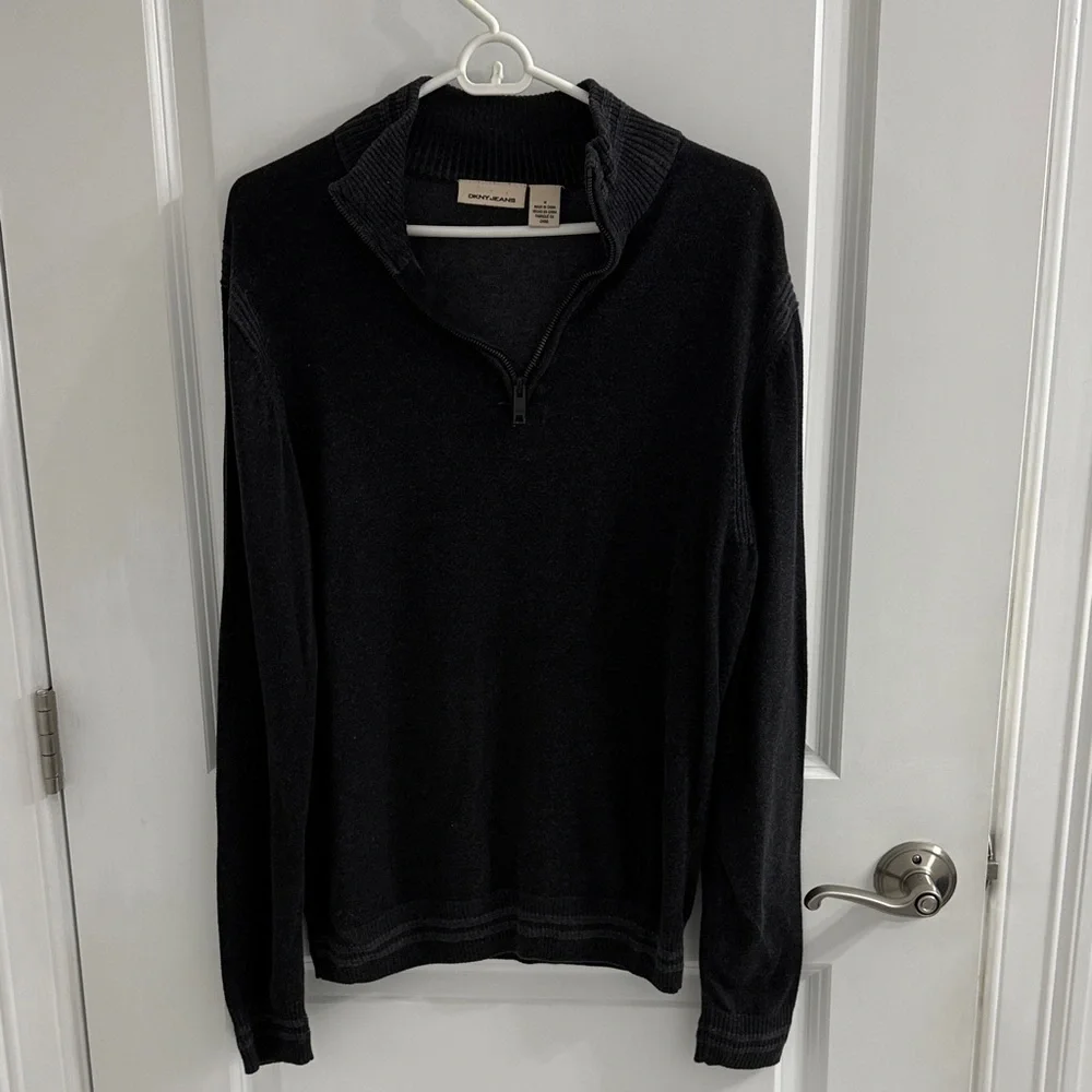 DKNY Men's Black Zip-Up Sweater